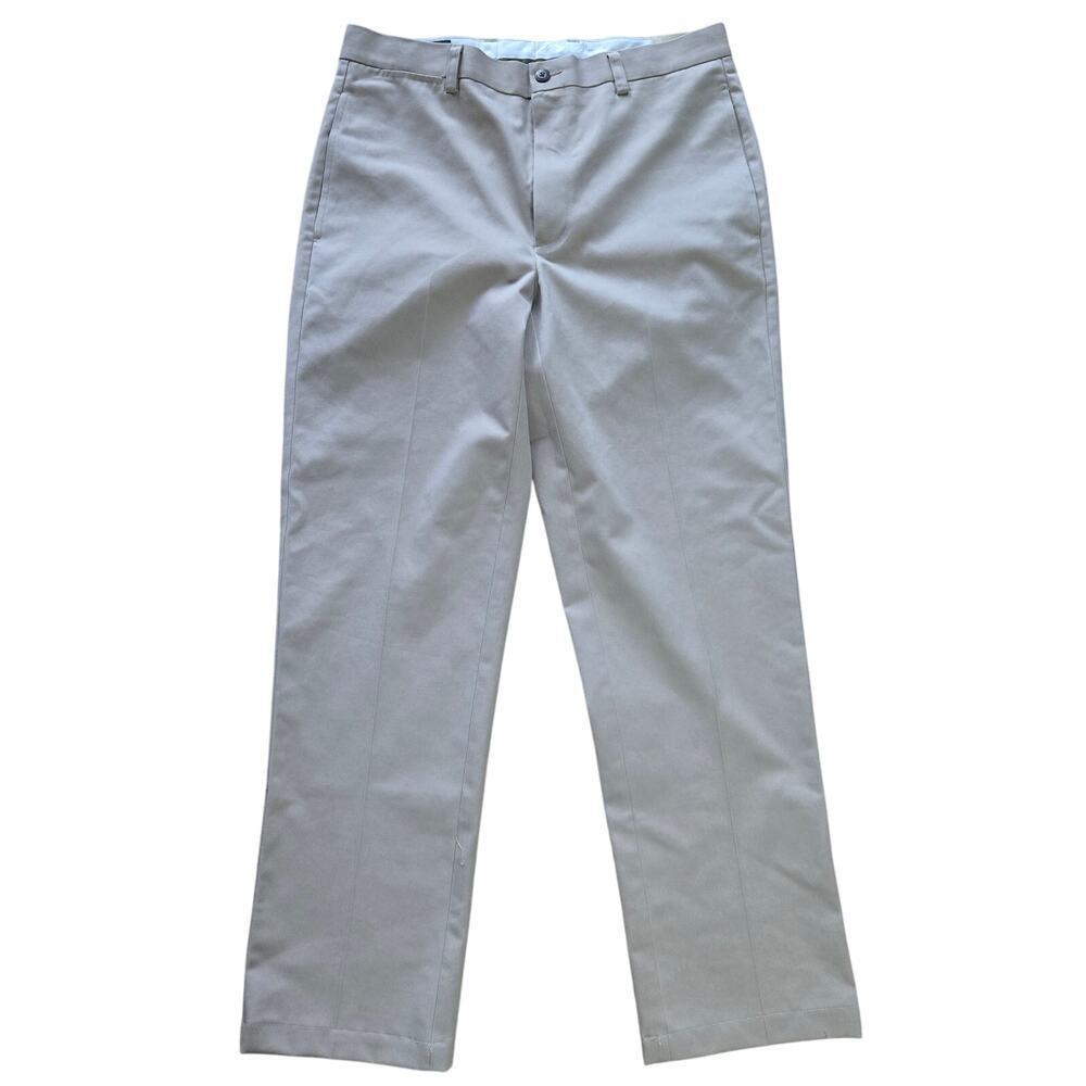 NWT Orvis Mens Wrinkle Free Pure Cotton Trousers Size 34 Khaki Flat Front Chinos